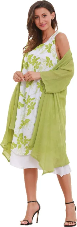 SIMPLY COUTURE Women's Double-Tier Loose Summer Floral Tank Dress Cardigan