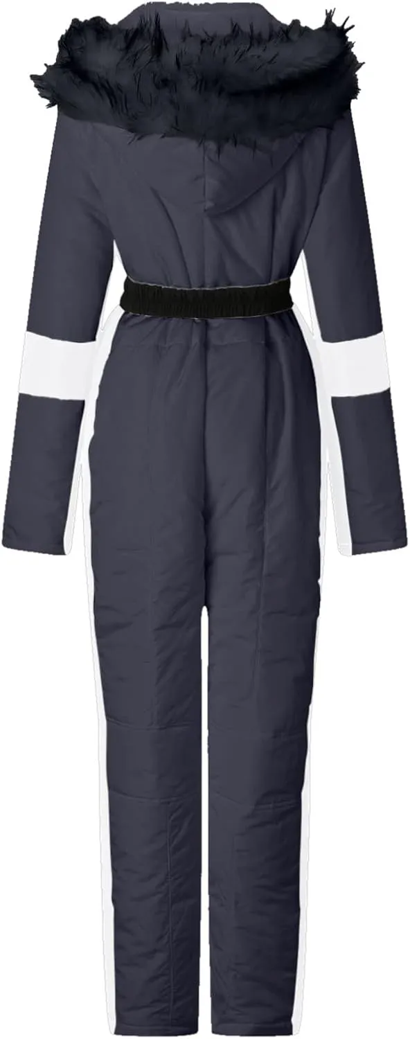Ski Clothes for Women Waterproof Trendy Warm Winter Fashion Windproof Jumpsuit with Hoodies Ski Jackets and Pants