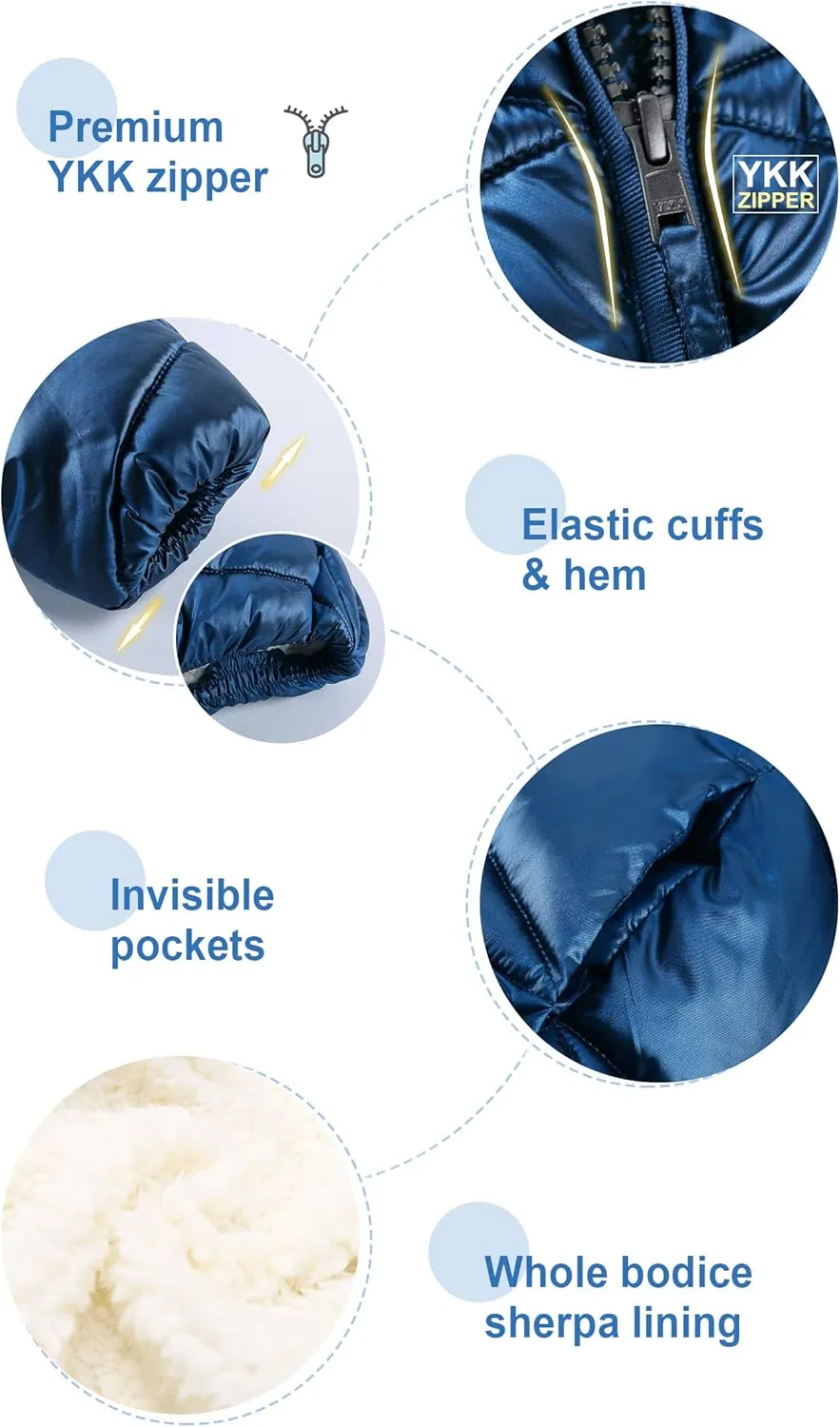 SOLOCOTE Girls Winter Coats Hooded Sherpa Lined Lightweight Jacket Thick Warm Puffy Waterproof Windproof Cotton Shiny Jackets