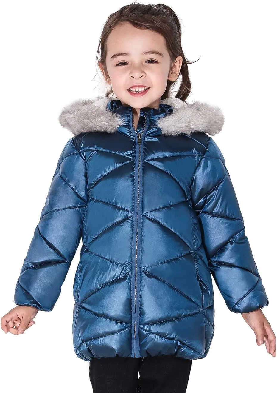 SOLOCOTE Girls Winter Coats Hooded Sherpa Lined Lightweight Jacket Thick Warm Puffy Waterproof Windproof Cotton Shiny Jackets