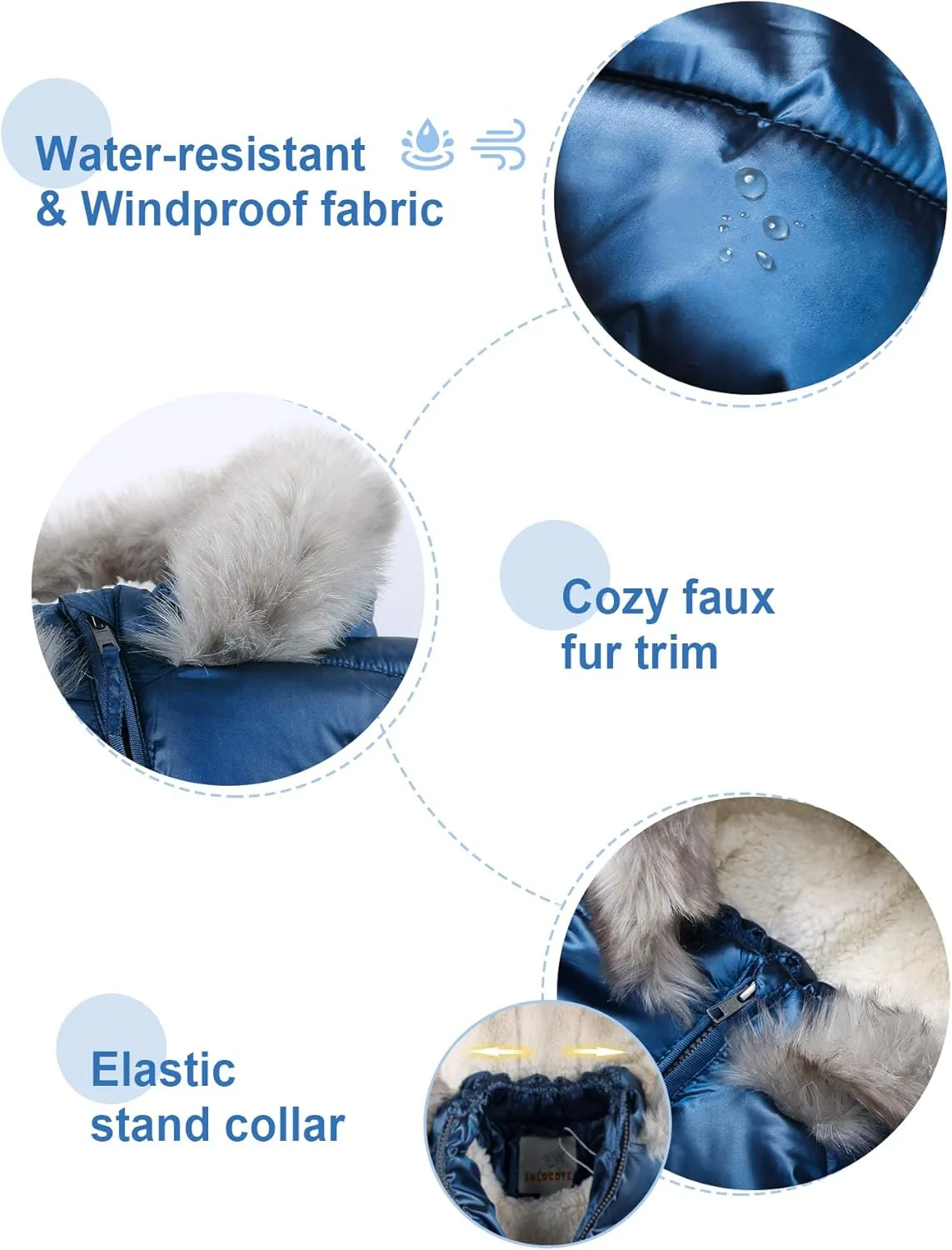 SOLOCOTE Girls Winter Coats Hooded Sherpa Lined Lightweight Jacket Thick Warm Puffy Waterproof Windproof Cotton Shiny Jackets