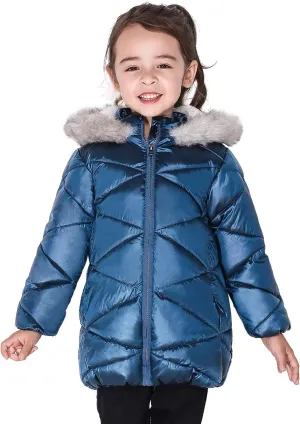 SOLOCOTE Girls Winter Coats Hooded Sherpa Lined Lightweight Jacket Thick Warm Puffy Waterproof Windproof Cotton Shiny Jackets