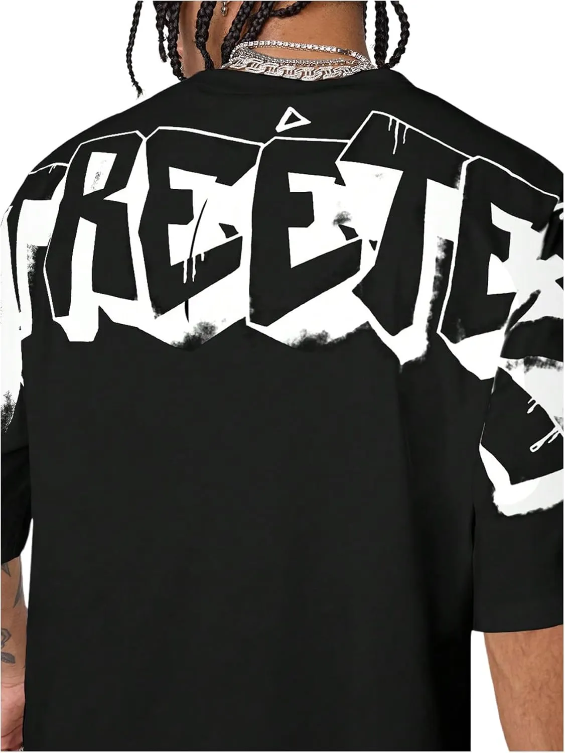 SOLY HUX Men's Graphic Tees Letter Print Drop Shoulder Half Sleeve T Shirt Oversized Summer Tops
