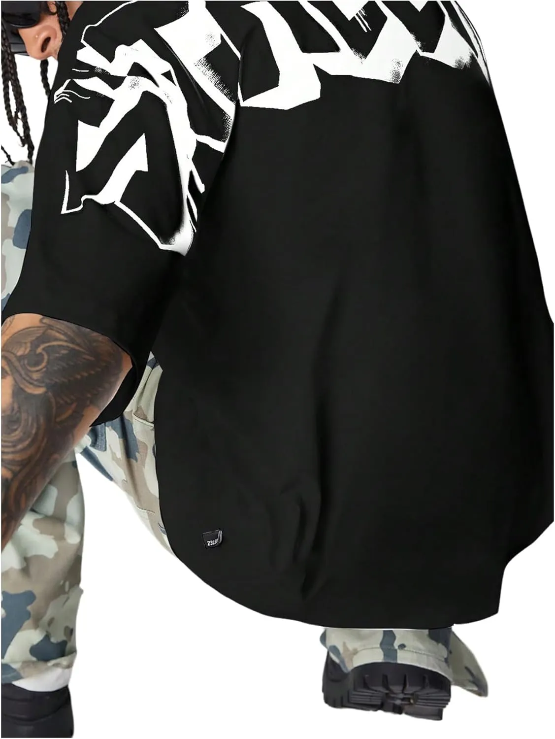 SOLY HUX Men's Graphic Tees Letter Print Drop Shoulder Half Sleeve T Shirt Oversized Summer Tops