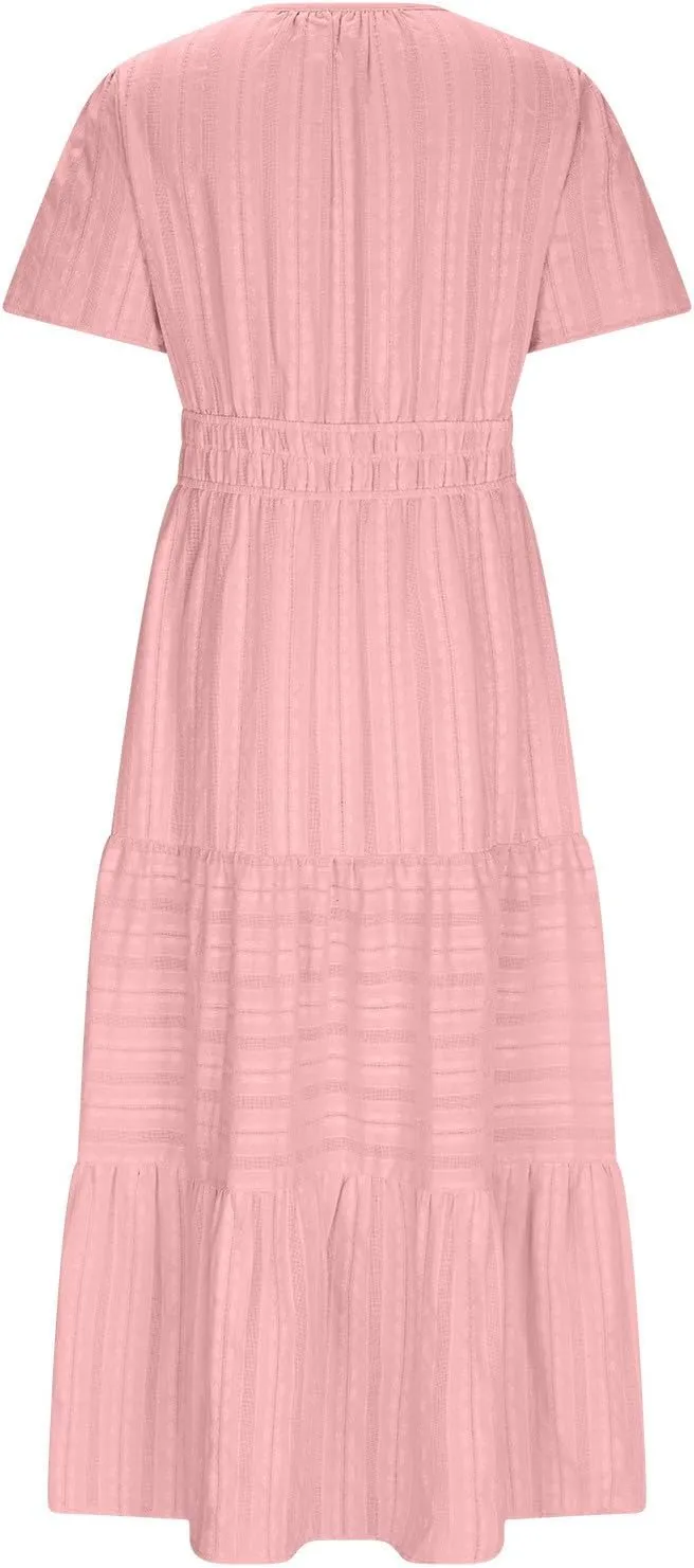 Summer Dresses for Women 2025,Lightweight Boho Maxi Dresses Beach Vacation Loose fit Smocked Sun Dresses