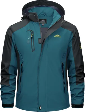 TACVASEN Mens Rain Coats Casual Waterproof with Hood Jackets Lightweight Zipper Pocket for Running Hiking Climbing