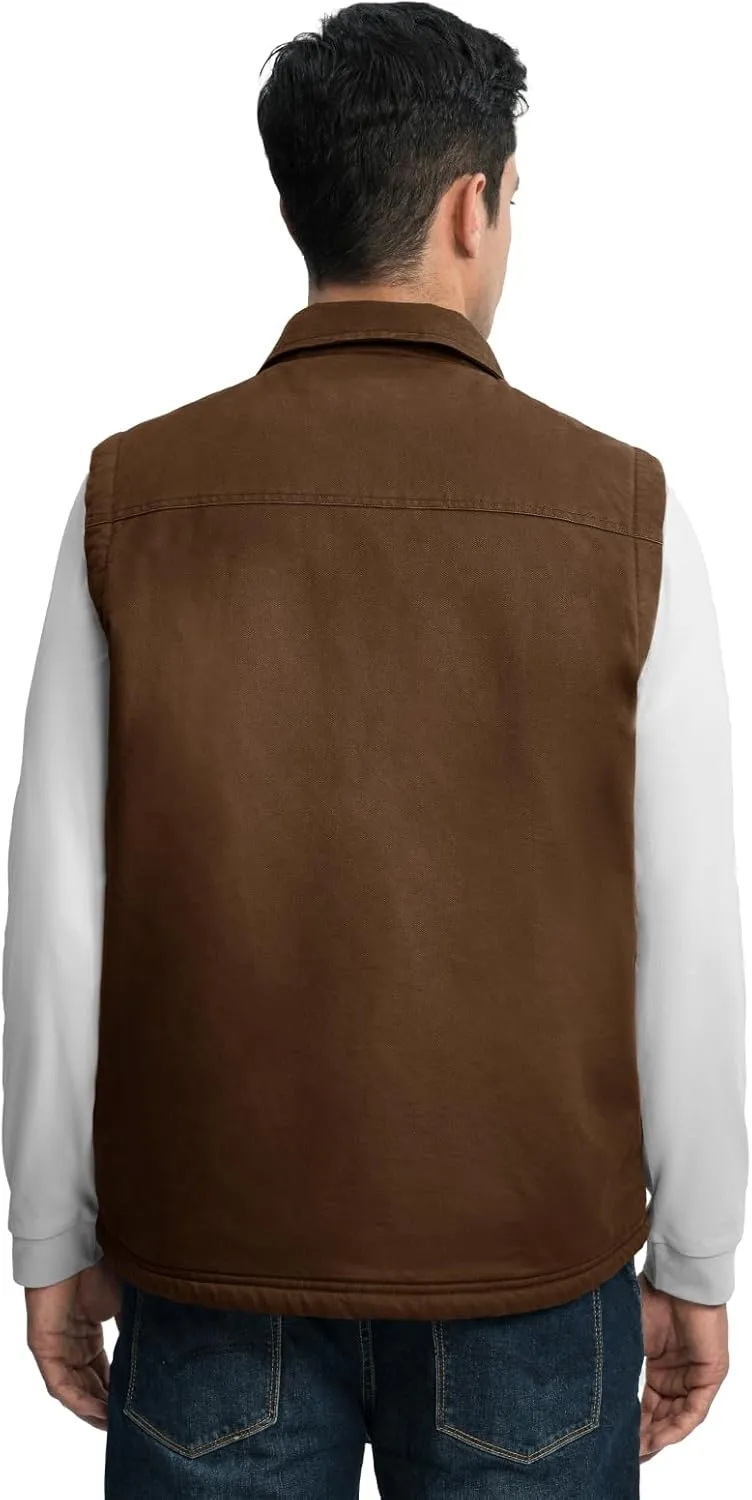 TBMPOY Men's Winter Vest Casual Sherpa Fleece lined Full Zip Lightweight Vest Outerwear Warm Cotton Travel Jackets