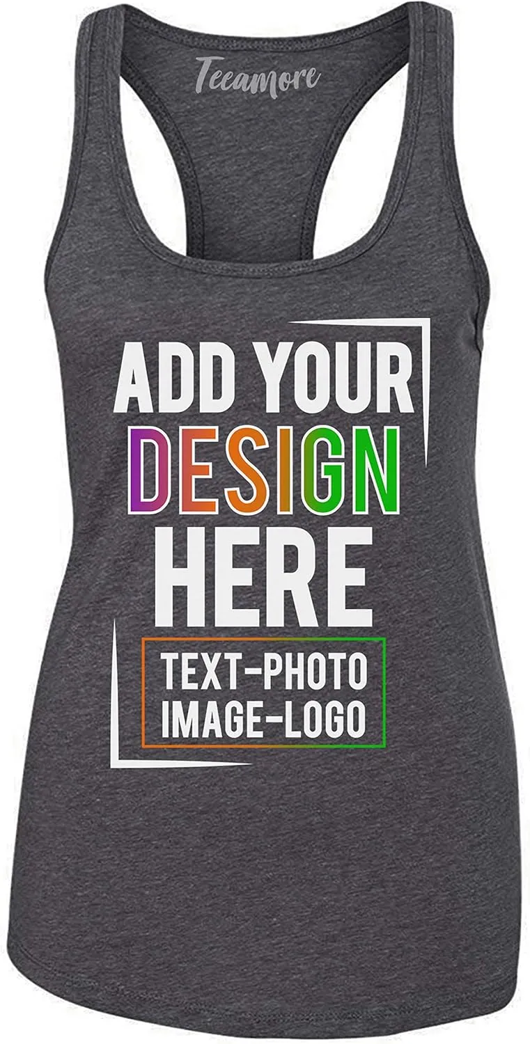 TEEAMORE Custom Front & Back Print T-Shirt Hoodie Sweatshirt Long Sleeve Tank Top with Your Image for Men Women Kids Baby