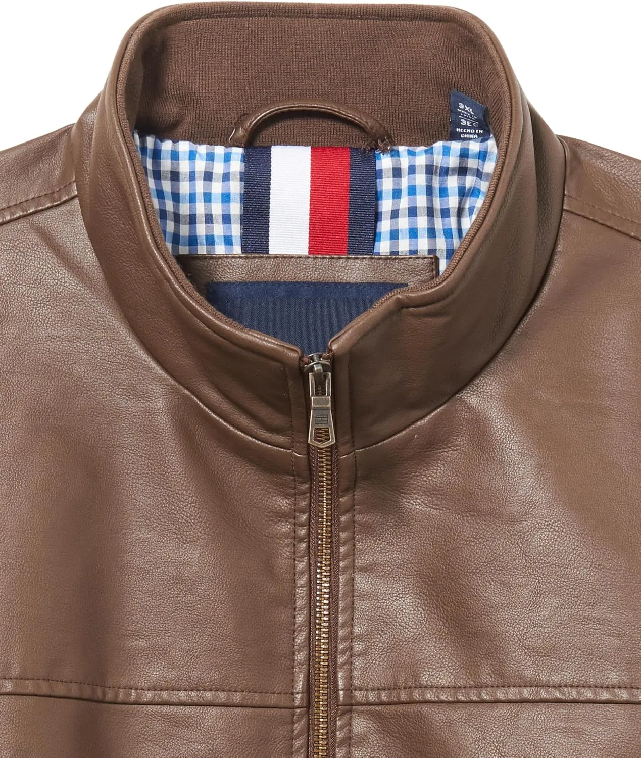 Tommy Hilfiger Men's Smooth Lamb Touch Faux Leather Unfilled Windbreaker Bomber Jacket