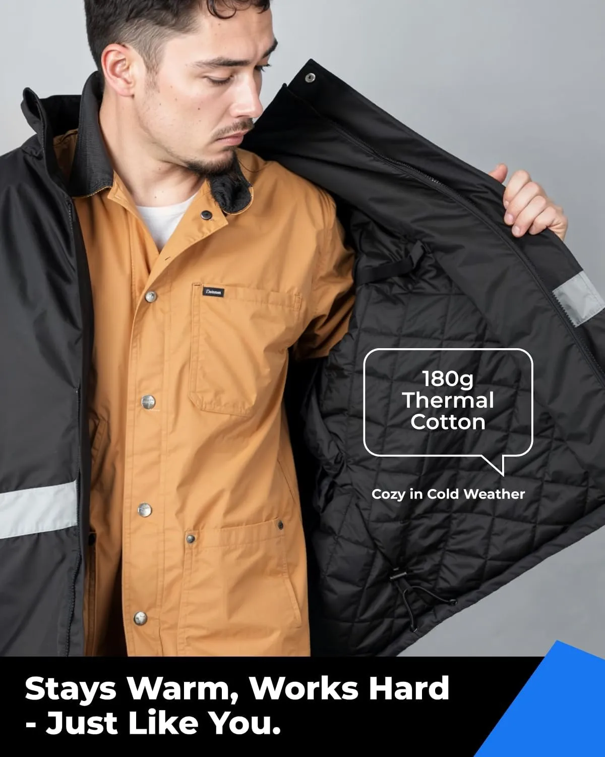 toolant 100% Waterproof Safety Jackets for Men, Hi Vis Reflective Work Jackets, Construction Rain Coats for Cold Weather