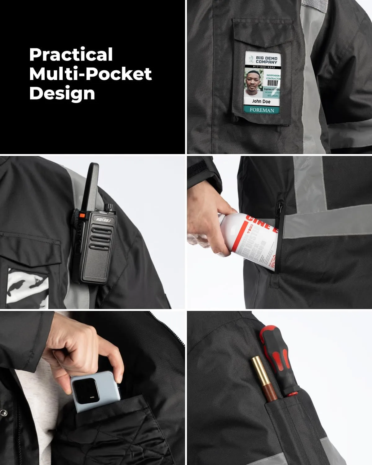 toolant 100% Waterproof Safety Jackets for Men, Hi Vis Reflective Work Jackets, Construction Rain Coats for Cold Weather