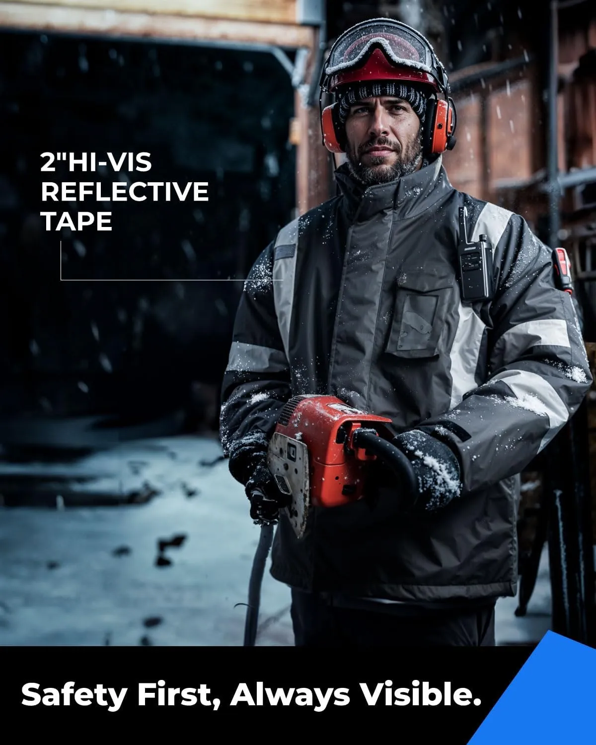 toolant 100% Waterproof Safety Jackets for Men, Hi Vis Reflective Work Jackets, Construction Rain Coats for Cold Weather