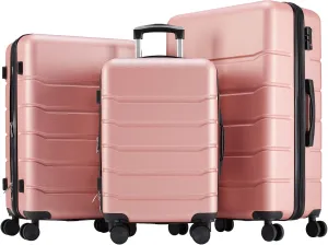 Travel Comfortably with Expandable Hard Shell Suitcase, Smooth Swivel Wheels and TSA Lock, Pink
