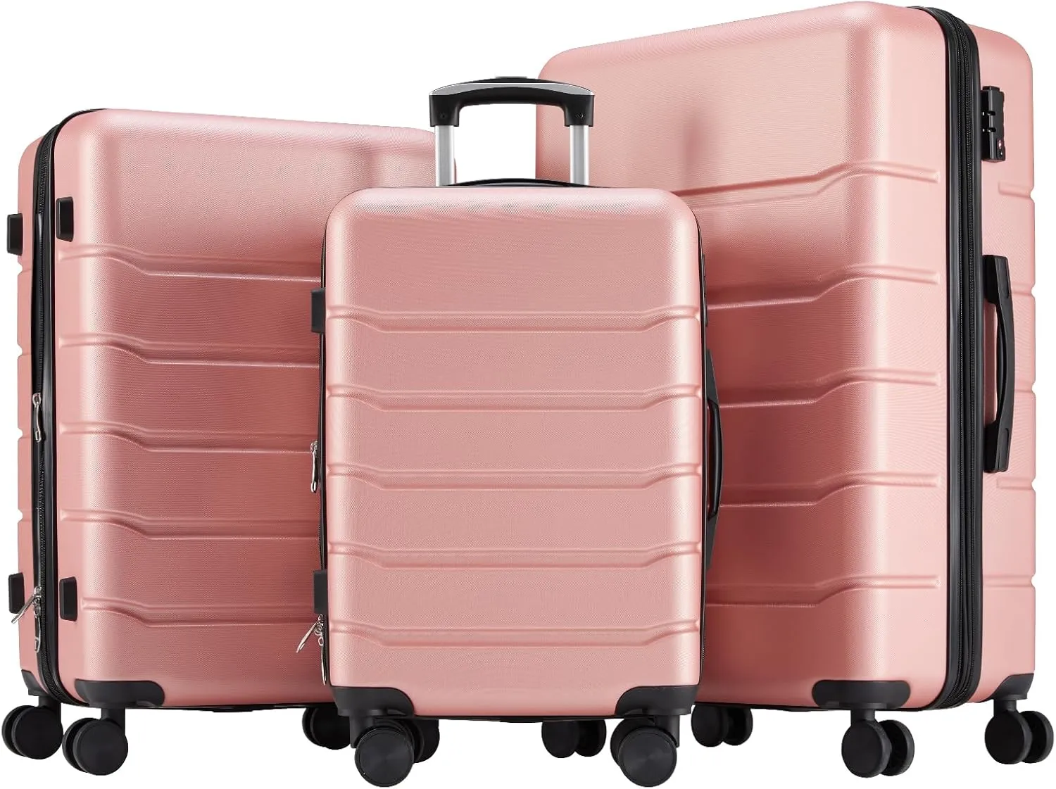 Travel Comfortably with Expandable Hard Shell Suitcase, Smooth Swivel Wheels and TSA Lock, Pink