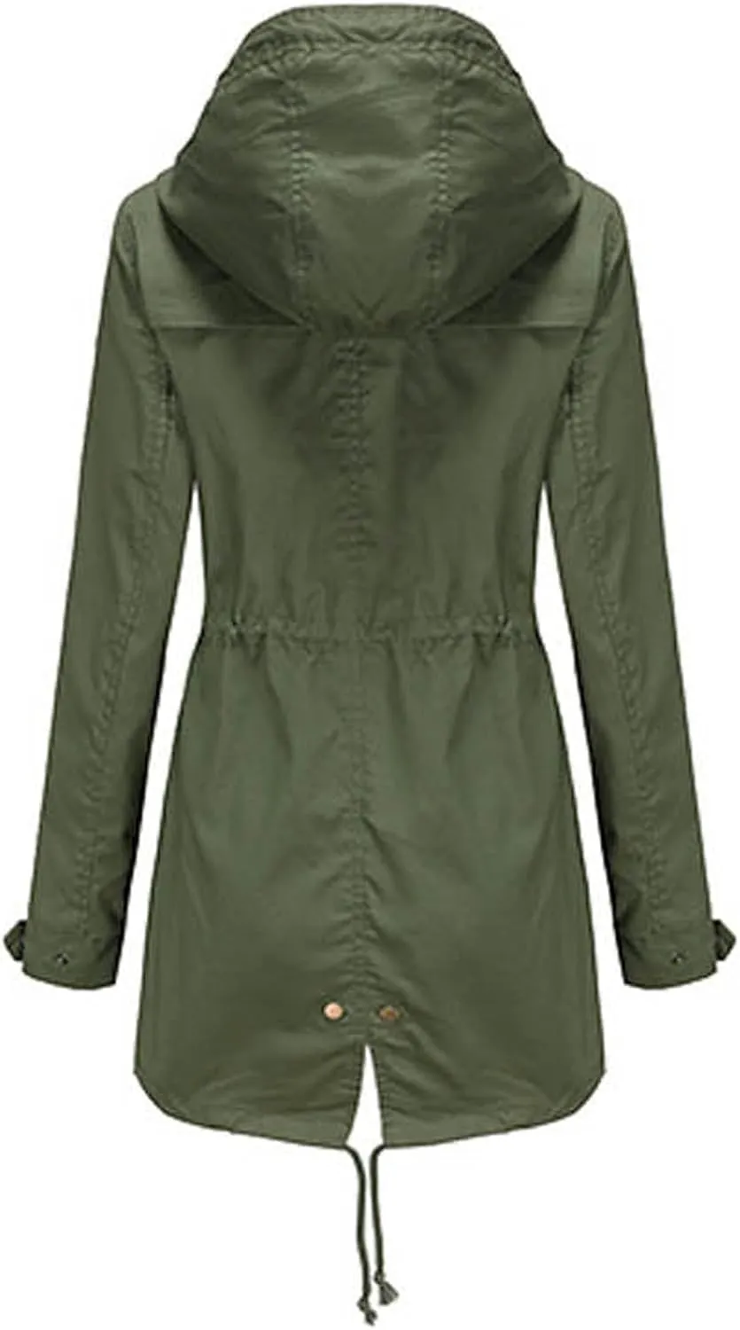 Trench Coats for Women Fall Fashion 2024 Lightweight Casual Coat Elegant Winter Drawstring Loose Windproof Jackets