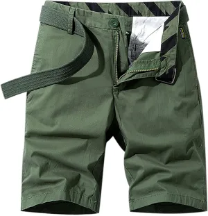 tuduoms Men's Cotton Twill Flat Front Short Mens Slim-Fit Comfort Stretch Chino Short Trousers Stretchy Ripstop Work Short