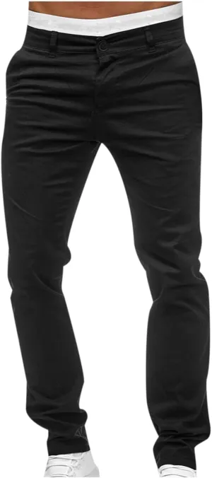 Uillui Men's Comfort Stretch Slim Fit Dress Pant Fashion Skinny Straight Fit Flex Waist Casual Pant Chinos Work Slacks