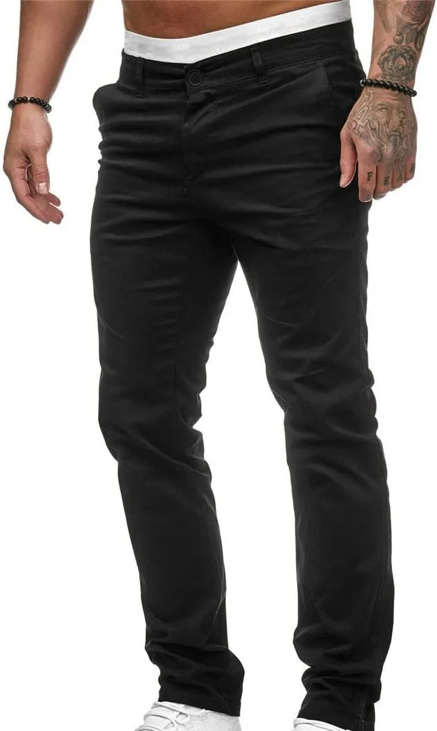 Uillui Men's Comfort Stretch Slim Fit Dress Pant Fashion Skinny Straight Fit Flex Waist Casual Pant Chinos Work Slacks