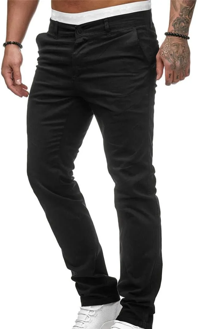 Uillui Men's Comfort Stretch Slim Fit Dress Pant Fashion Skinny Straight Fit Flex Waist Casual Pant Chinos Work Slacks