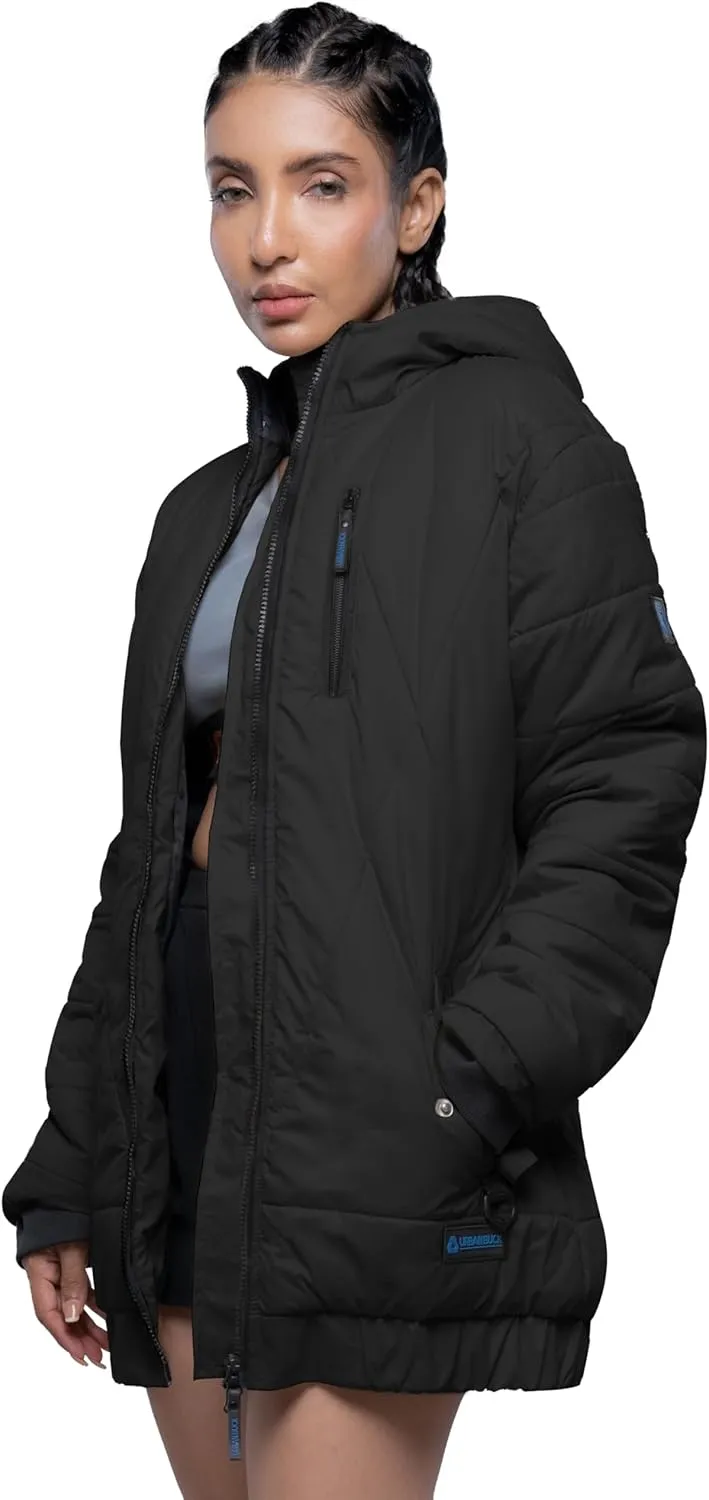 URBAN BUCK Womens Puffer Jackets Down Alternative Midweight Long Sleeve Windproof & Water Repellent Winter Azaria Women Coat