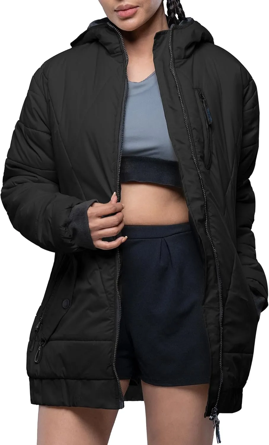 URBAN BUCK Womens Puffer Jackets Down Alternative Midweight Long Sleeve Windproof & Water Repellent Winter Azaria Women Coat