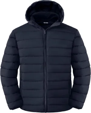 wantdo Men's Big and Tall Lightweight Puffer Jacket Quilted Warm Winter Coat Windproof Winter Jackets with Hood