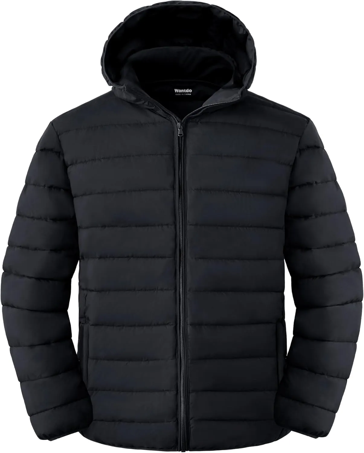 wantdo Men's Big and Tall Lightweight Puffer Jacket Quilted Warm Winter Coat Windproof Winter Jackets with Hood