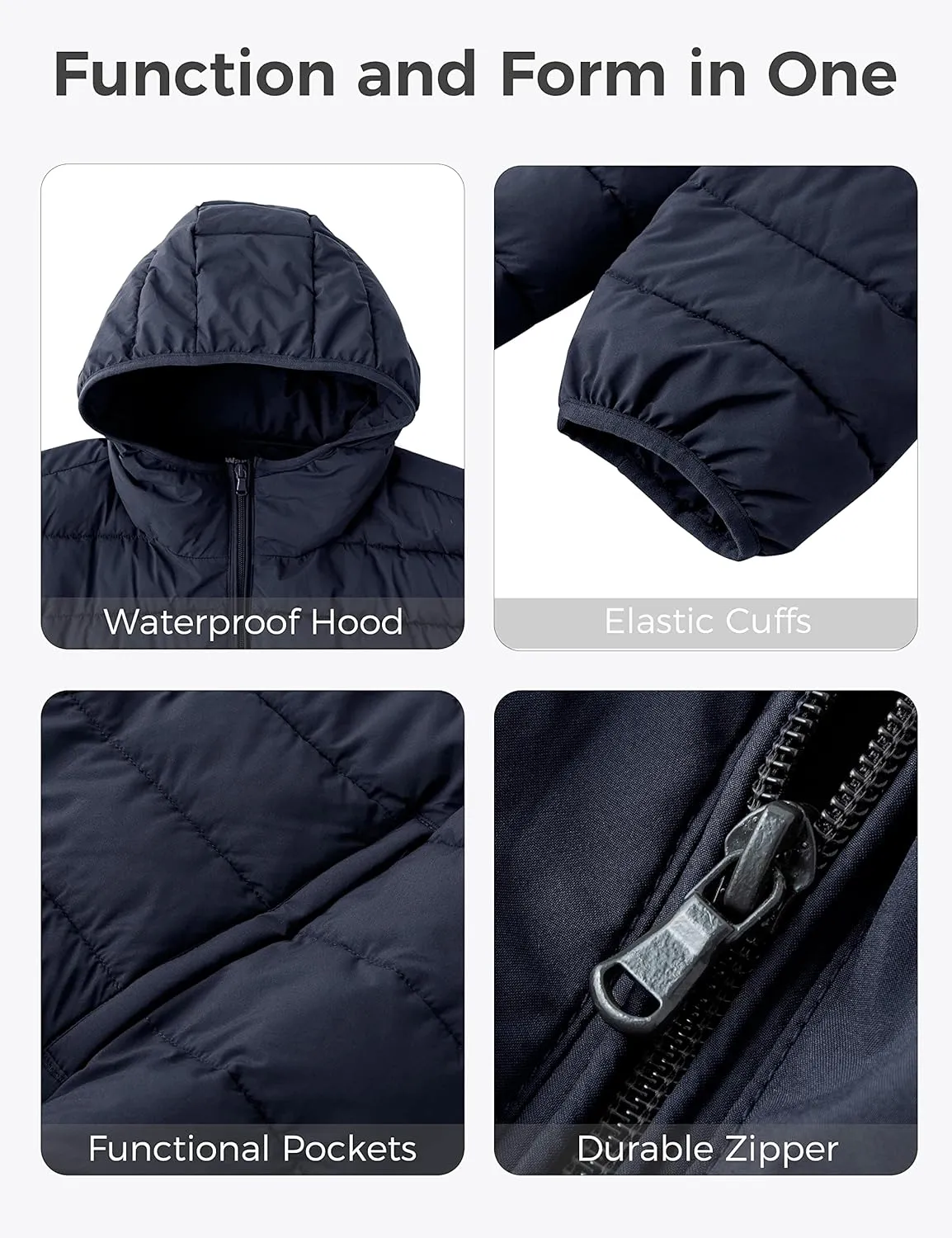 wantdo Men's Big and Tall Lightweight Puffer Jacket Quilted Warm Winter Coat Windproof Winter Jackets with Hood