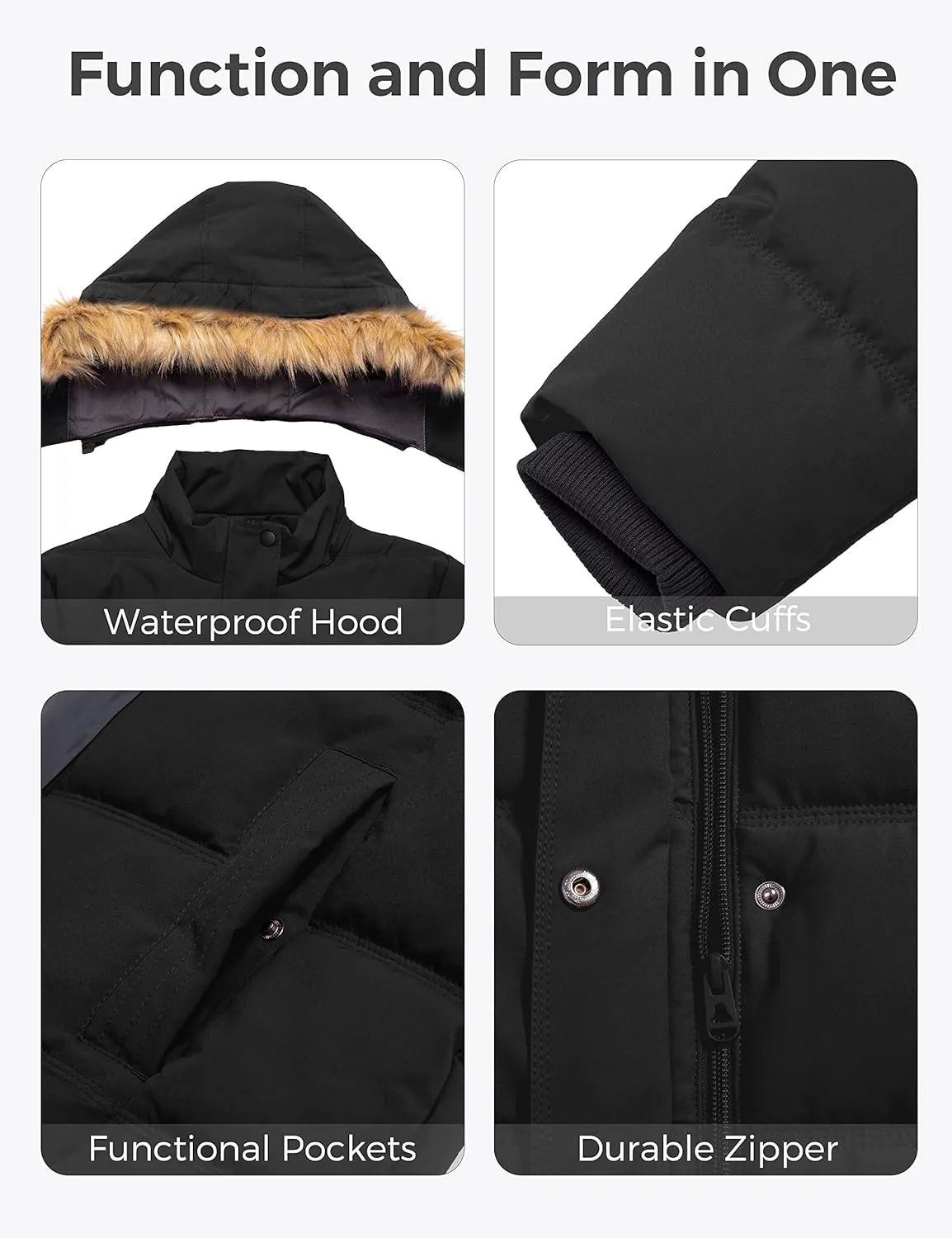 wantdo Women's Plus Size Winter Coats Quilted Thicken Puffer Jacket with Removable Hood