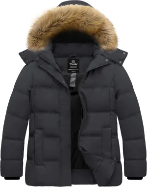 wantdo Women's Plus Size Winter Coats Quilted Thicken Puffer Jacket with Removable Hood