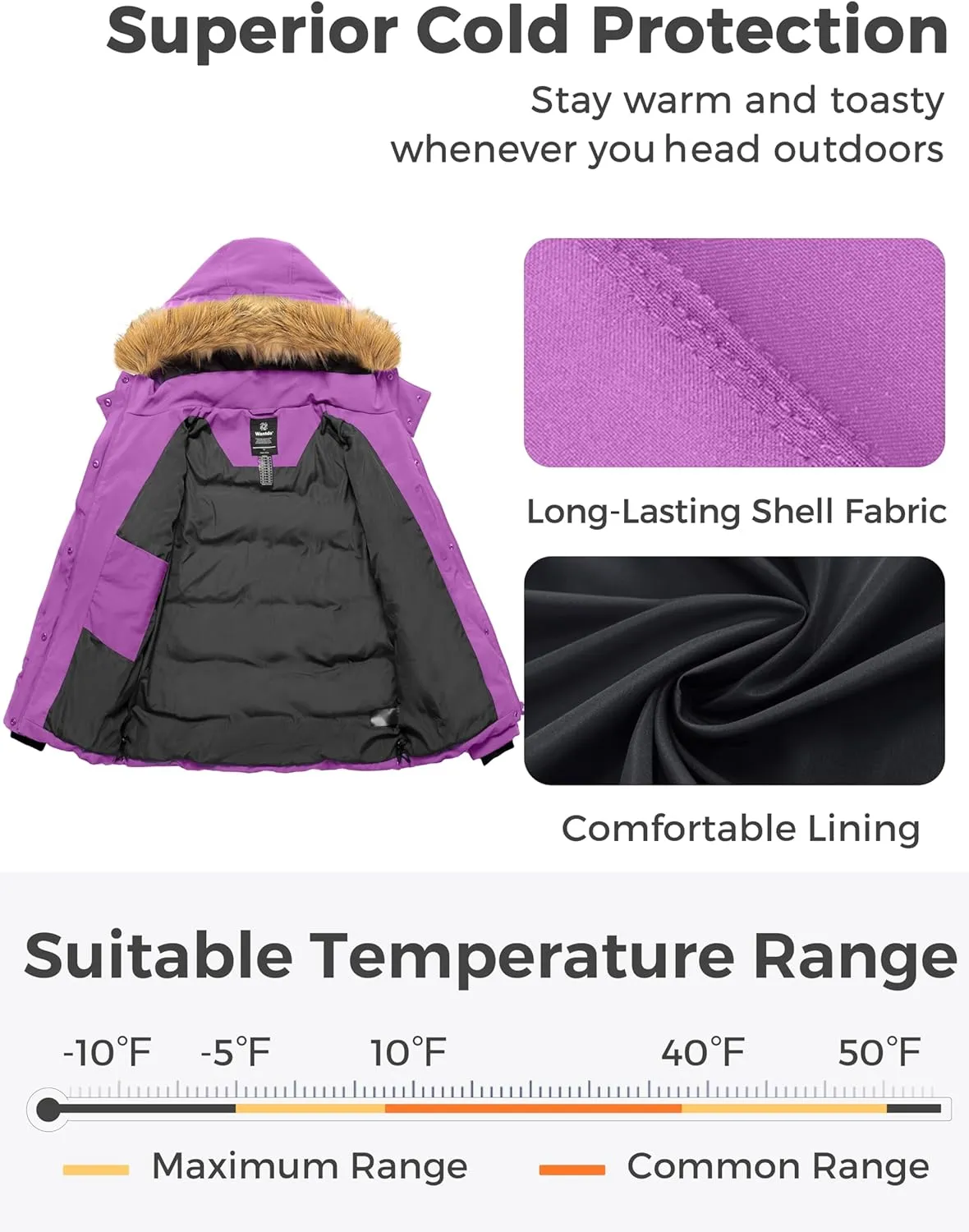 wantdo Women's Plus Size Winter Coats Quilted Thicken Puffer Jacket with Removable Hood