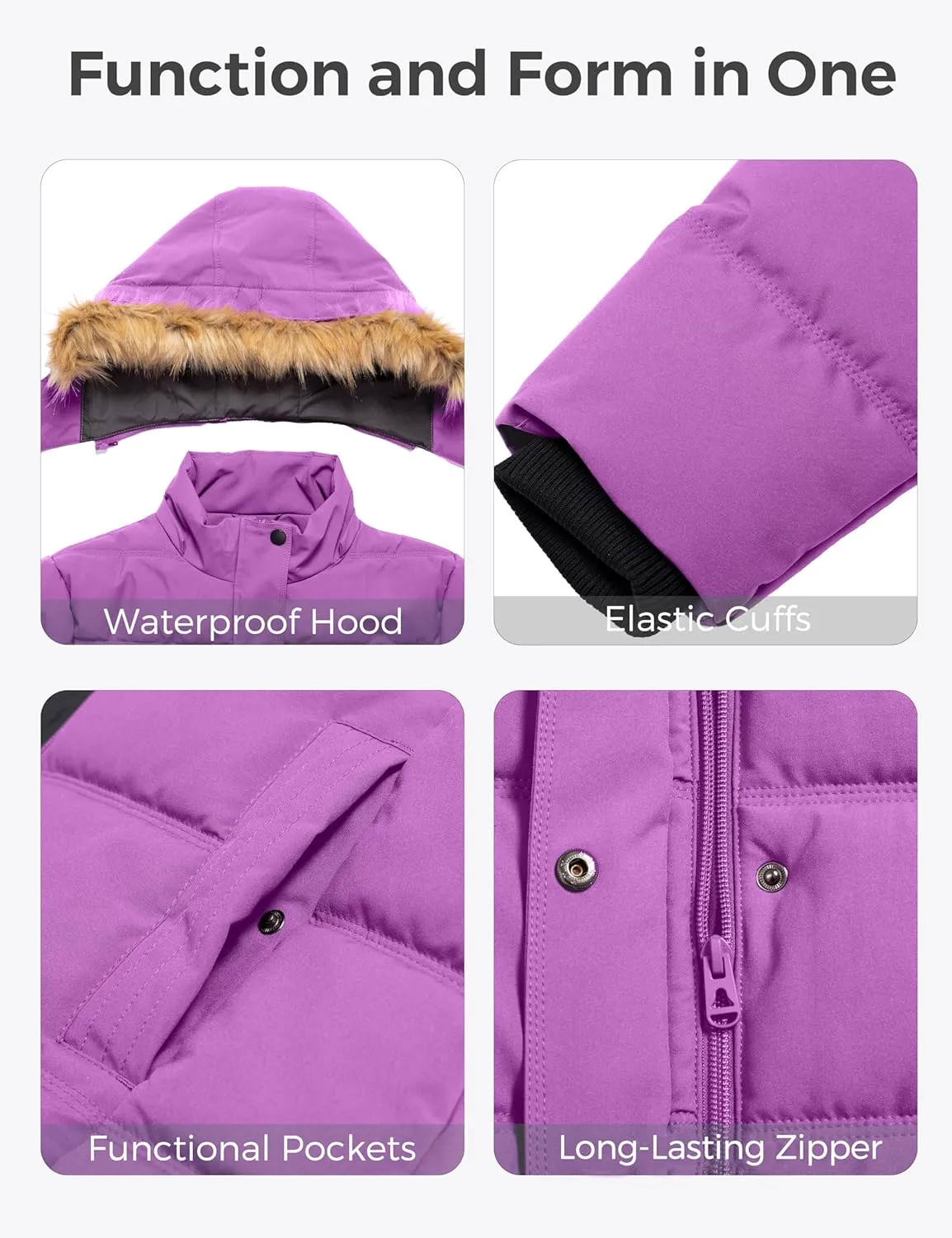 wantdo Women's Plus Size Winter Coats Quilted Thicken Puffer Jacket with Removable Hood