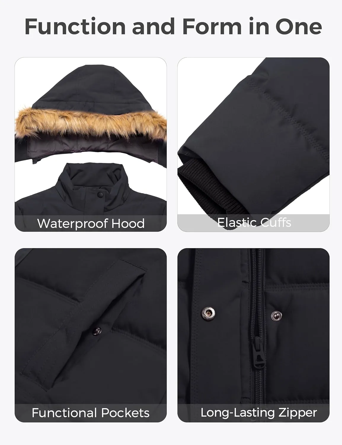 wantdo Women's Plus Size Winter Coats Quilted Thicken Puffer Jacket with Removable Hood