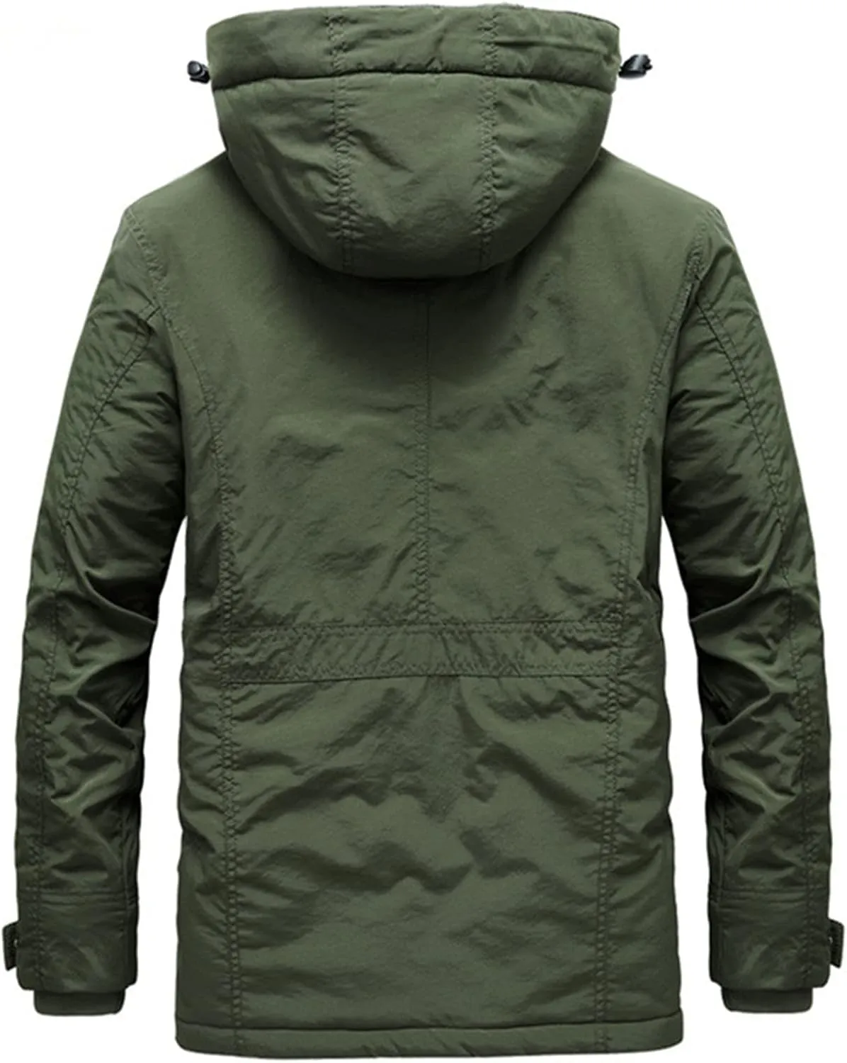 Warm Padded Parkas Men Winter Military Fleece Jackets Hooded Coats Multi-Pocket Casual Cotton Overcoat Plus Size