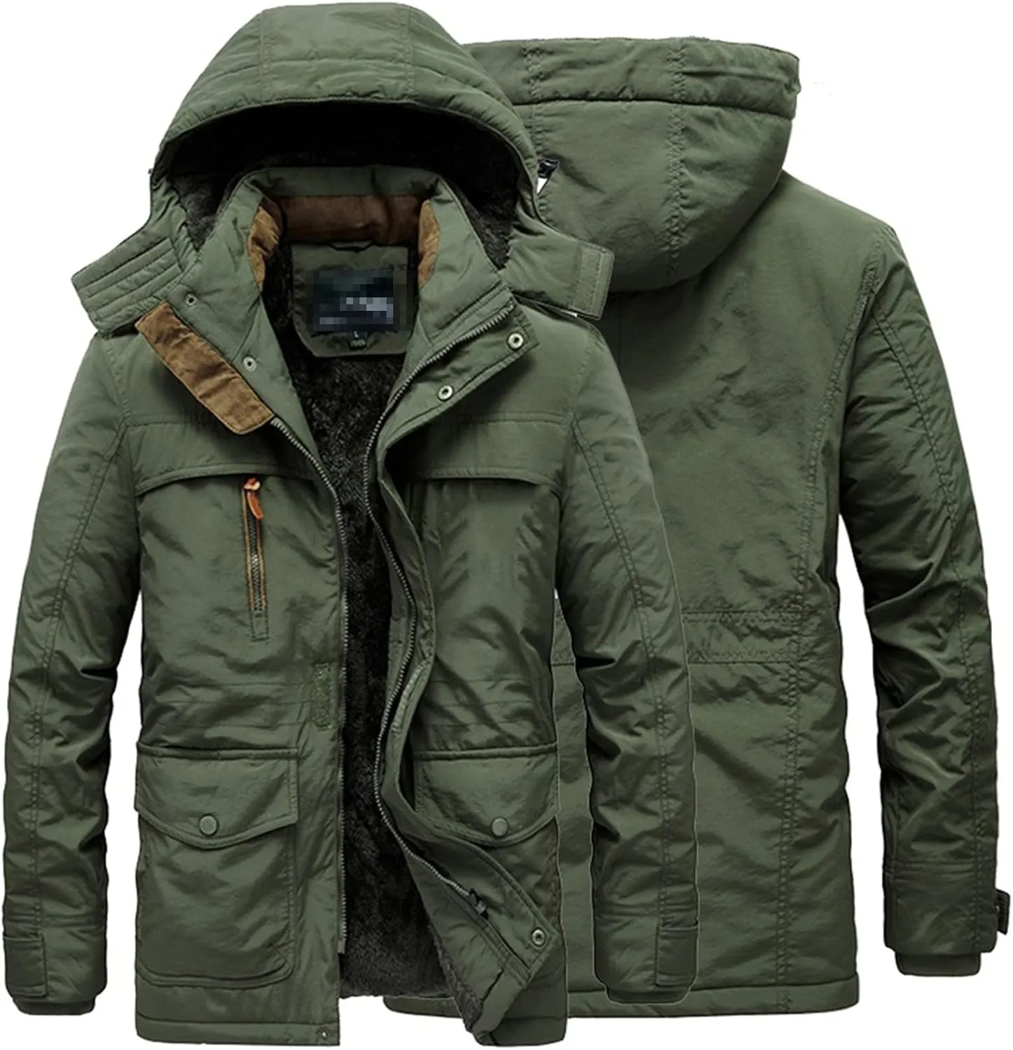 Warm Padded Parkas Men Winter Military Fleece Jackets Hooded Coats Multi-Pocket Casual Cotton Overcoat Plus Size