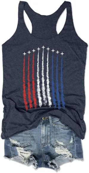 We The People American Flag Tank Tops Women 4th of July Shirts Sleeveless USA Graphic Patriotic Tees