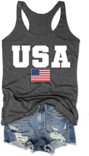 We The People American Flag Tank Tops Women 4th of July Shirts Sleeveless USA Graphic Patriotic Tees
