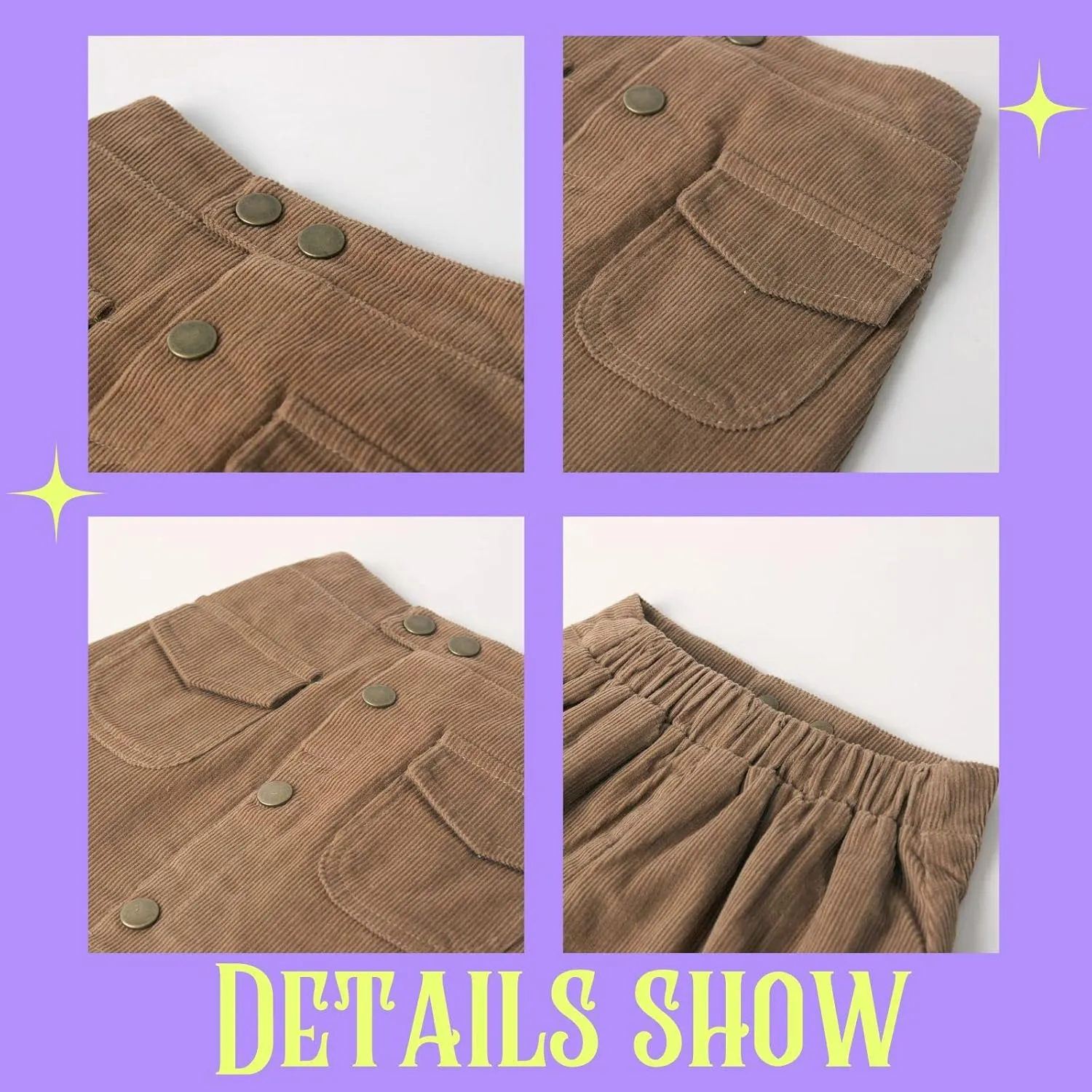 WELAKEN Girls and Toddler's Corduroy Short Mini Skirt
