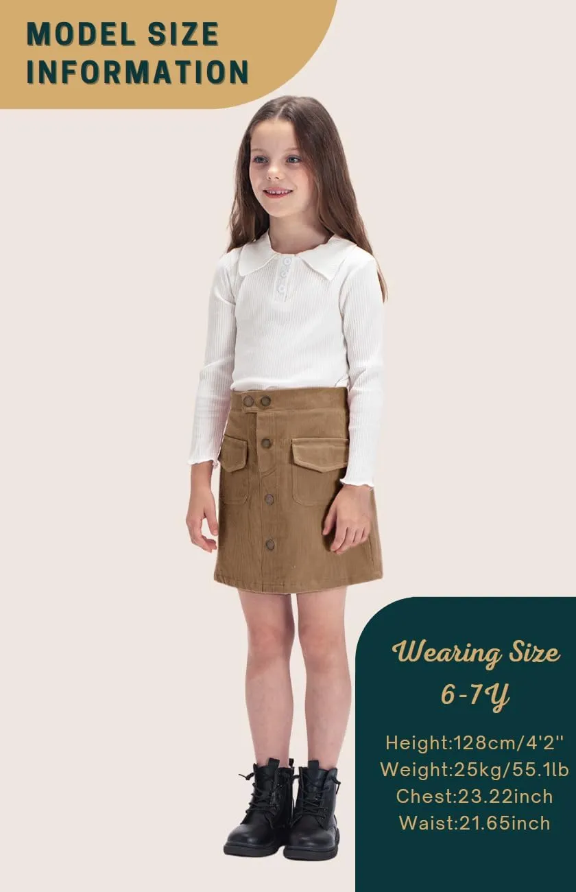 WELAKEN Girls and Toddler's Corduroy Short Mini Skirt