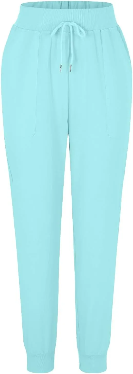 Wide Leg Casual Linen Pants for Women, Solid Color Cropped Capris Trouser with Pockets Comfort Yoga Soft Lounge Trousers