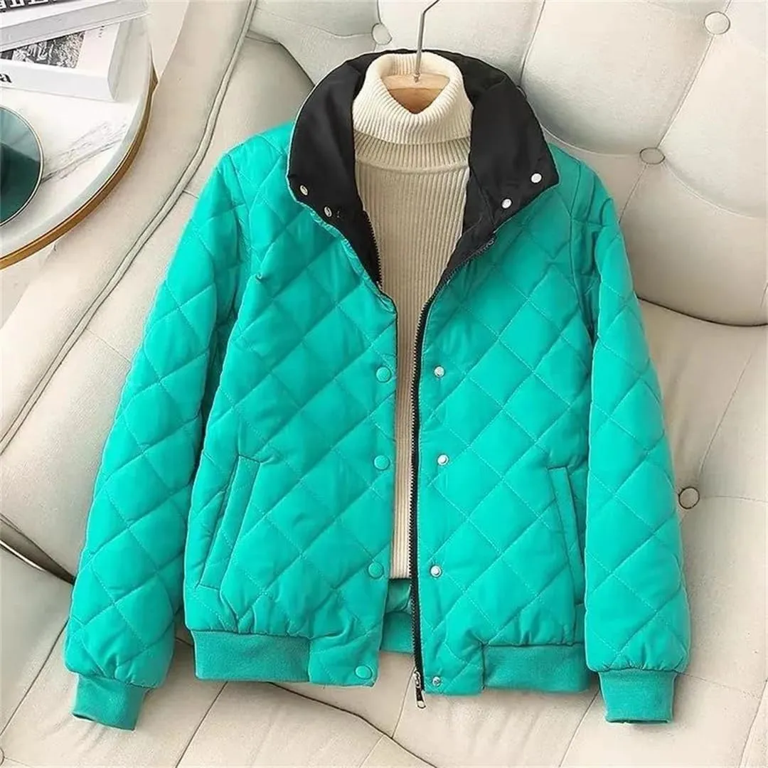 Winter Down Cotton-Padded Jacket Warm Button Coat Short Loose Joker Thickened Casual Fashion Pocket Outcoat