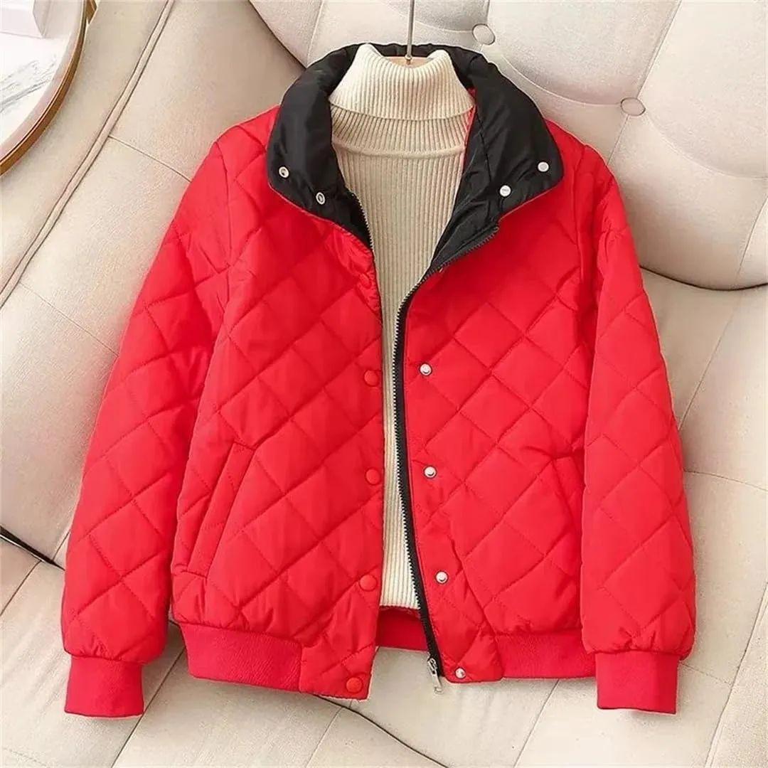Winter Down Cotton-Padded Jacket Warm Button Coat Short Loose Joker Thickened Casual Fashion Pocket Outcoat
