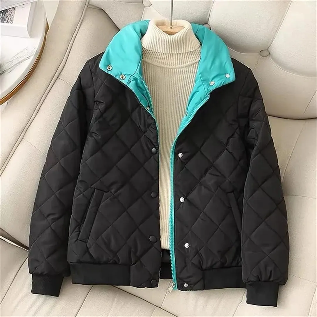 Winter Down Cotton-Padded Jacket Warm Button Coat Short Loose Joker Thickened Casual Fashion Pocket Outcoat