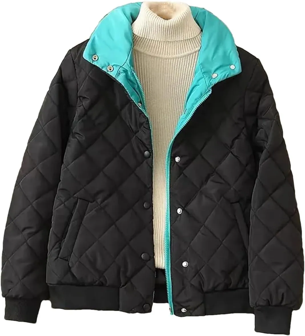 Winter Down Cotton-Padded Jacket Warm Button Coat Short Loose Joker Thickened Casual Fashion Pocket Outcoat