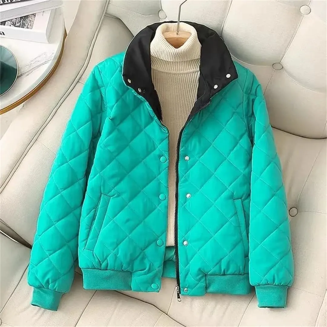 Winter Down Cotton-Padded Jacket Warm Button Coat Short Loose Joker Thickened Casual Fashion Pocket Outcoat