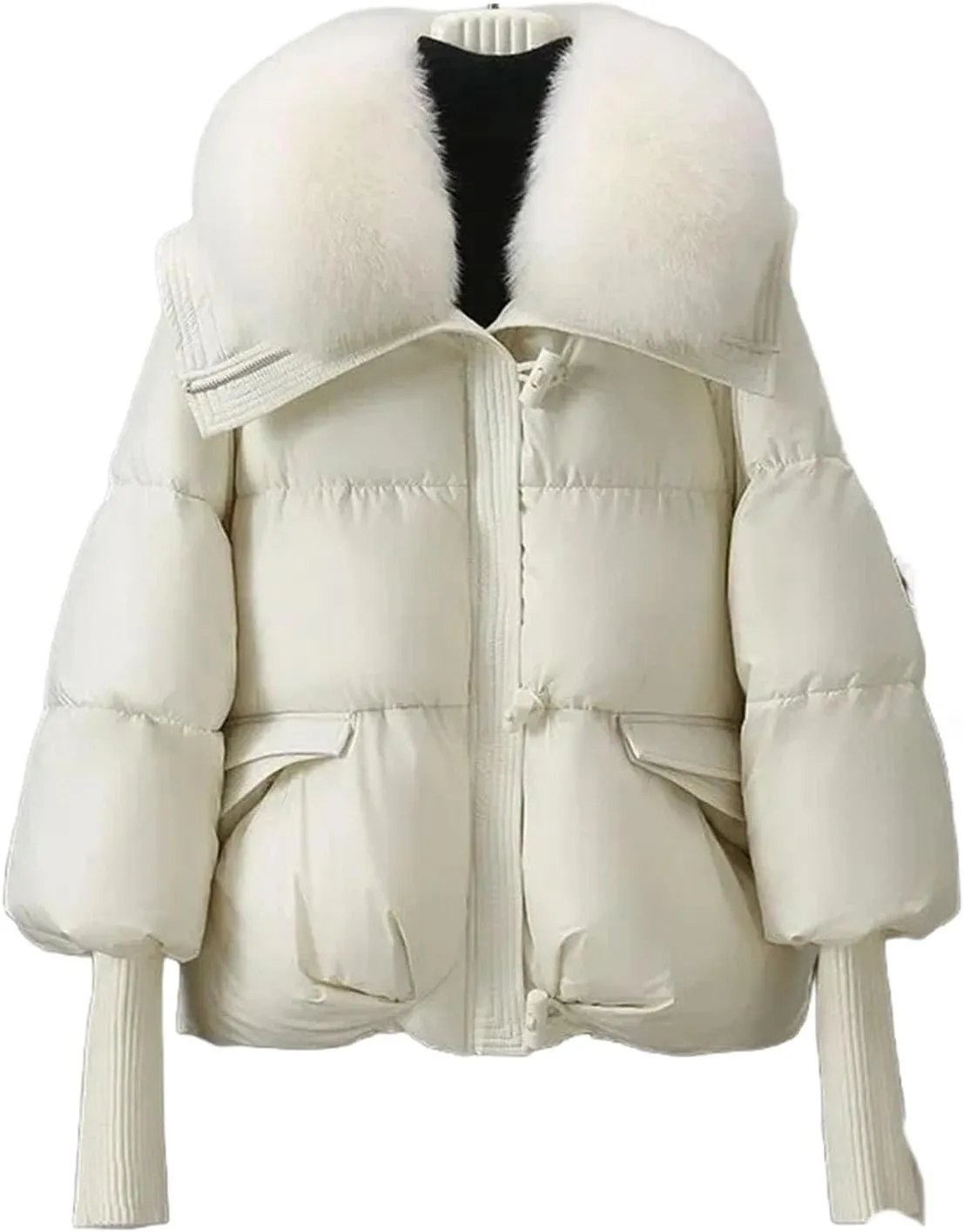 Winter Down Jacket Women Parkas Short Cotton Padded Jackets Loose Cotton Coat Female Big Wool Collar Outwear Thick Tops