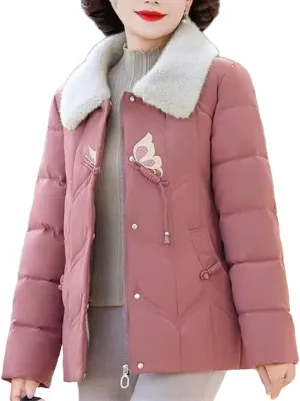 Winter Jackets Women Embroidery Thicken Short Padded Coat Women Parka Outwear Warm Down Cotton Jacket Female Outwear