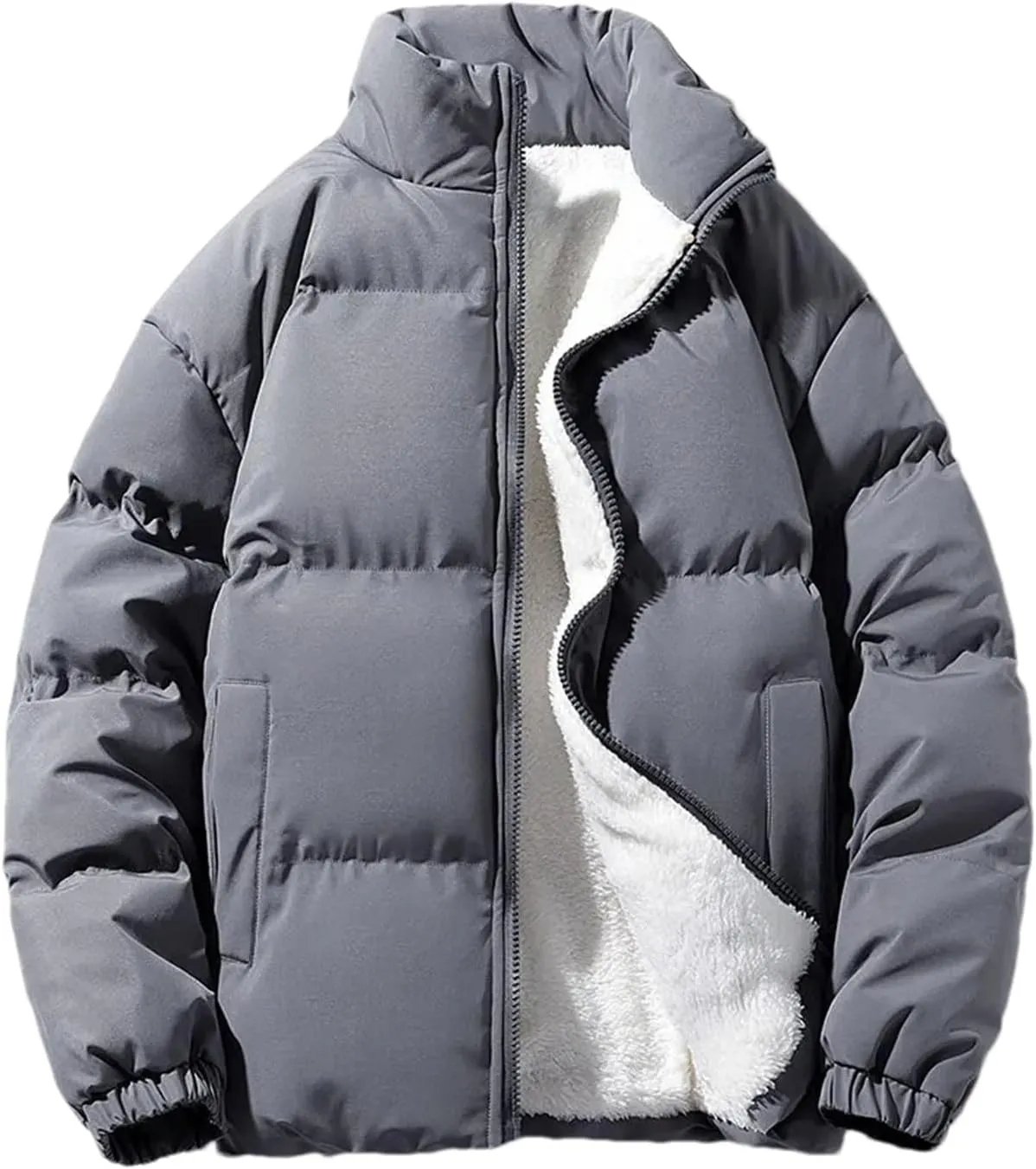 Winter Men Jacket Autumn Warm Fleece Thickened Cotton Padded Windproof Plus Size Jackets Stand Collar Casual Coat