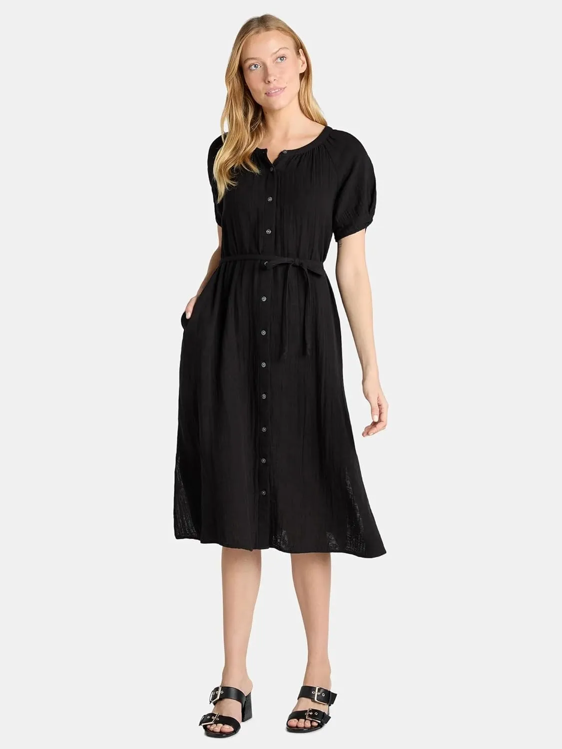Women Dresses Summer Dress Womens and Womens Plus Cotton Double Cloth Midi Dress