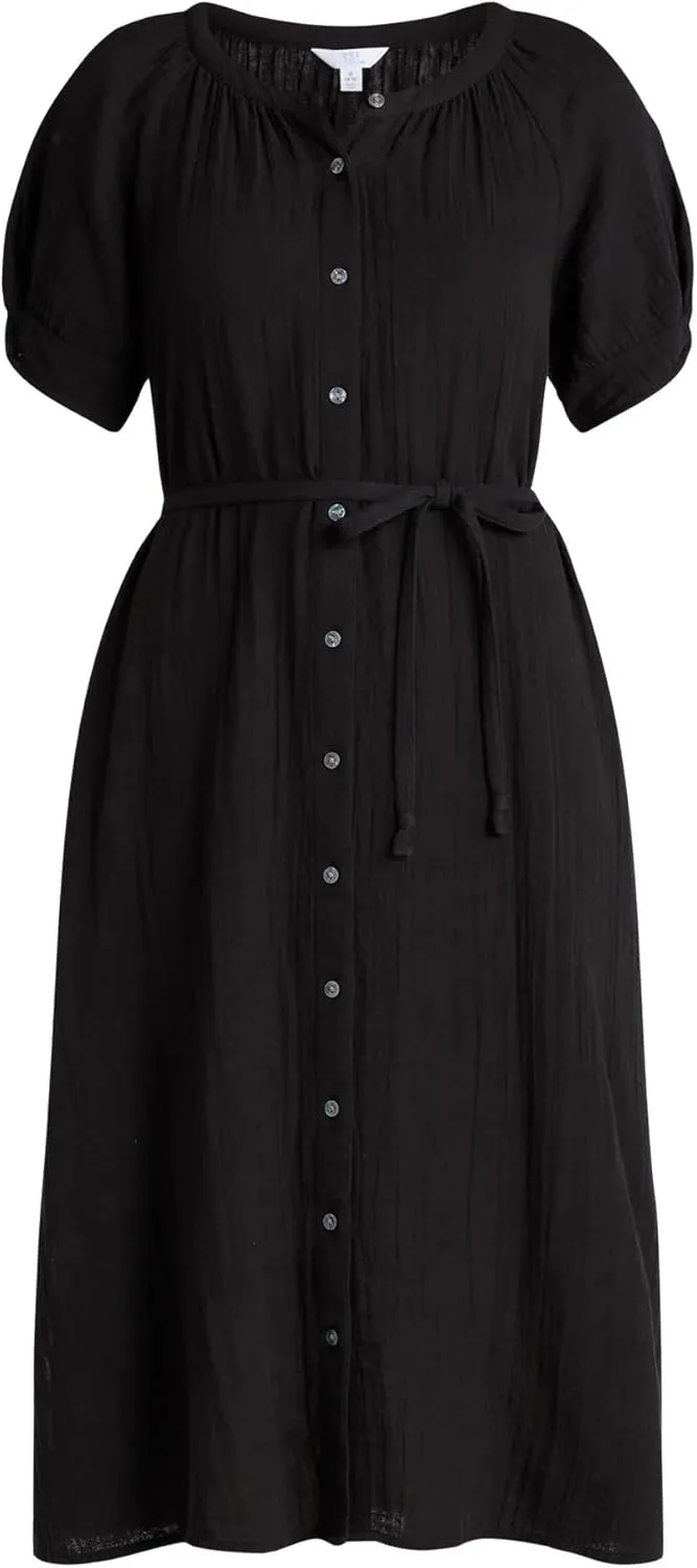 Women Dresses Summer Dress Womens and Womens Plus Cotton Double Cloth Midi Dress